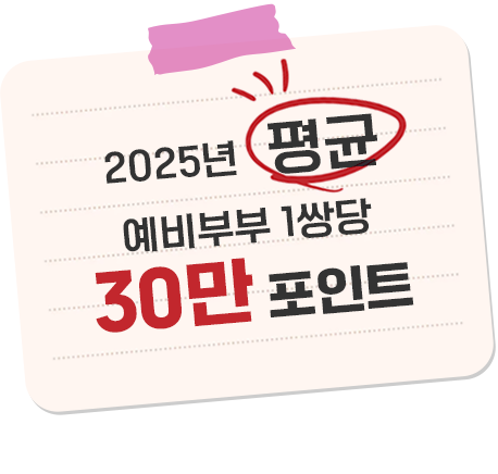 2025년 평균 예비부부 1쌍당 30만 포인트